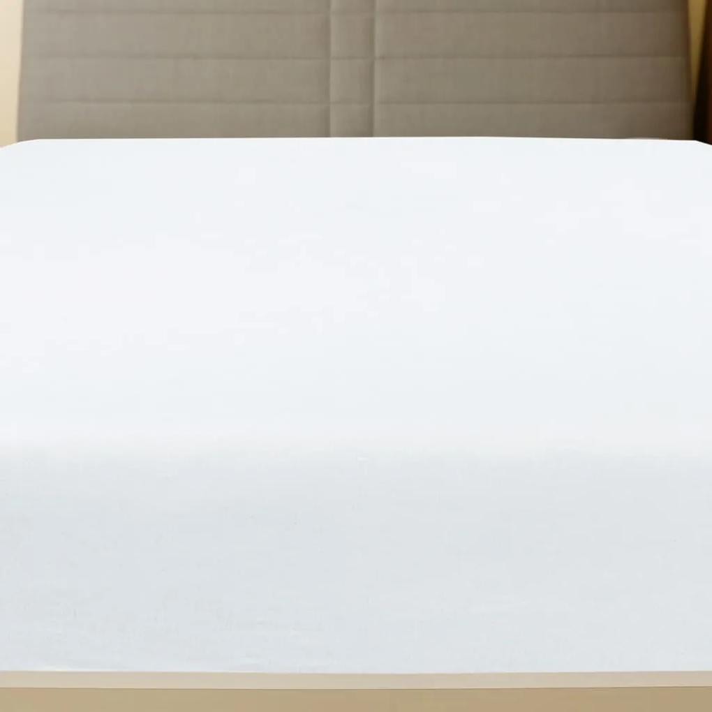 Cearsaf de pat cu elastic, alb, 160x200 cm, bumbac