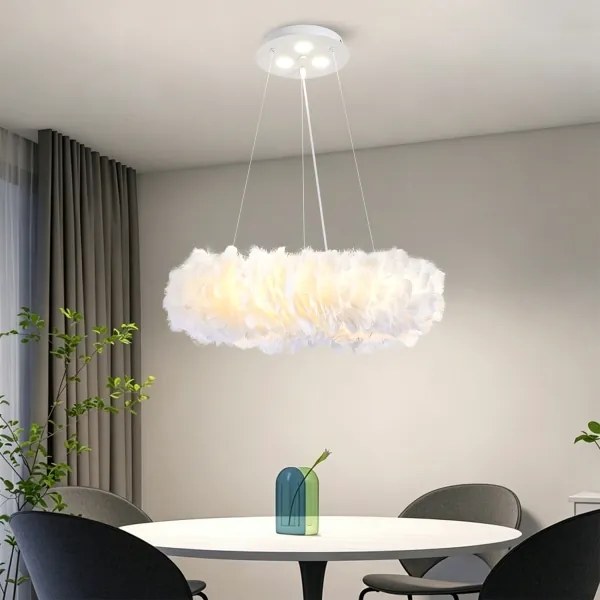 BRILAGI - Lustru LED pe cablu FEATHER 3xE27/40W/230V + 3xLED/3W diam. 50 cm alb
