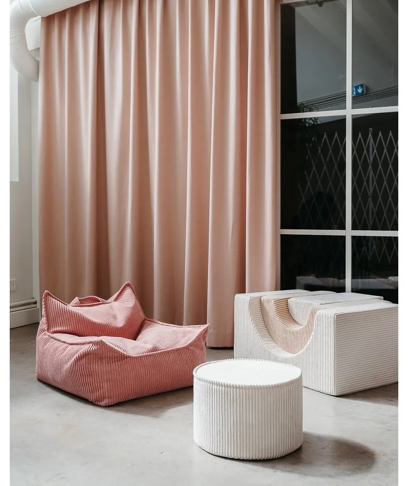 Fotoliu puf pentru copii roz cu tapițerie din catifea reiată Chair – Wigiwama