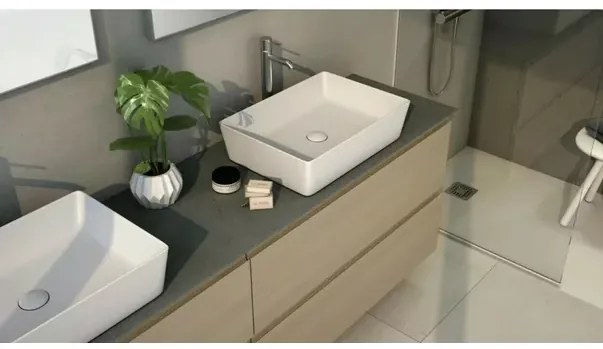 Lavoar pe blat Rak Feeling rectangular 50 cm alb lucios