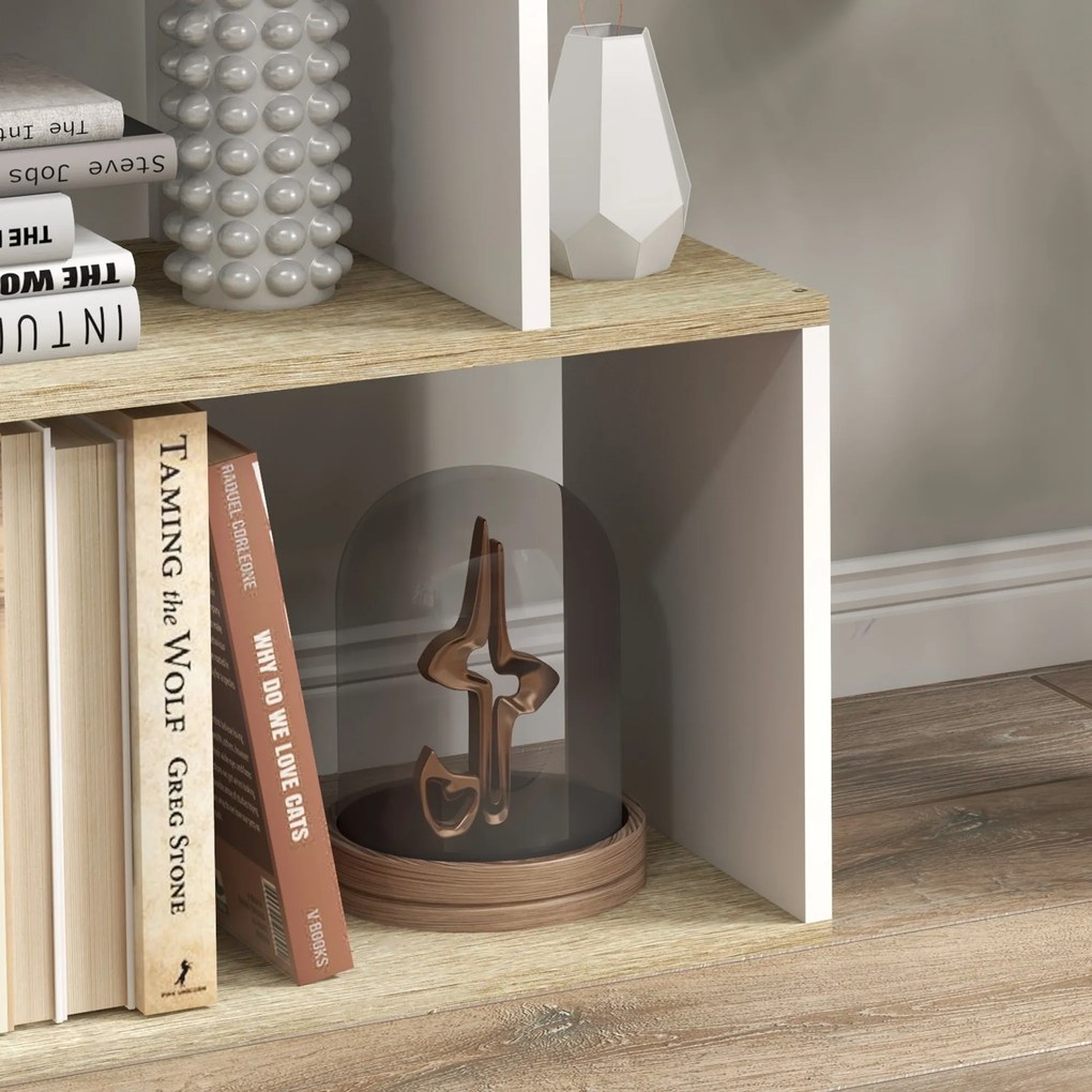 HOMCOM Bibliotecă stil scandinav mobilier de depozitare 5 rafturi anti-răsturnare Încărcare 25 kg aspect lemn &amp; Alb | Aosom Romania