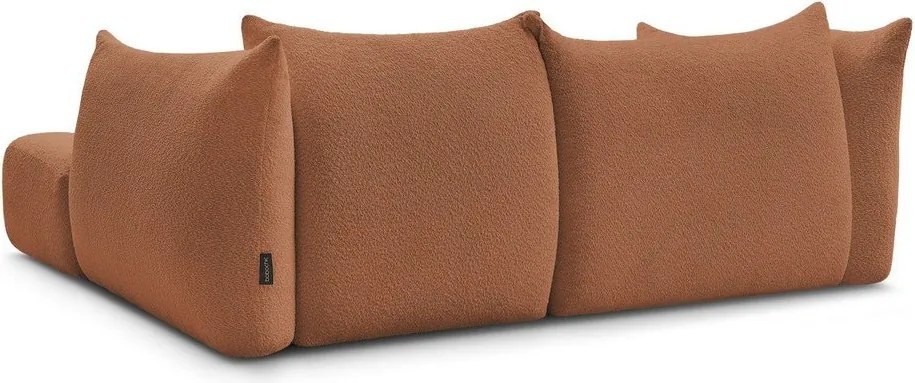 Colțar portocaliu cu tapițerie din țesătură bouclé (cu colț pe partea dreaptă/cu șezlong) Azra – Bobochic Paris