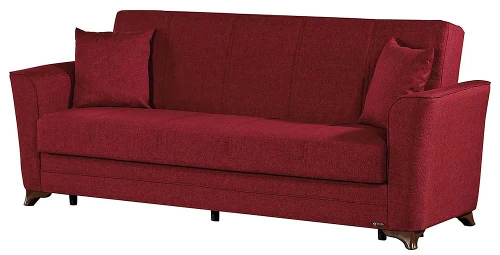 Canapea extensibila Dream, 3 locuri, material textil, rosu, lada depozitare