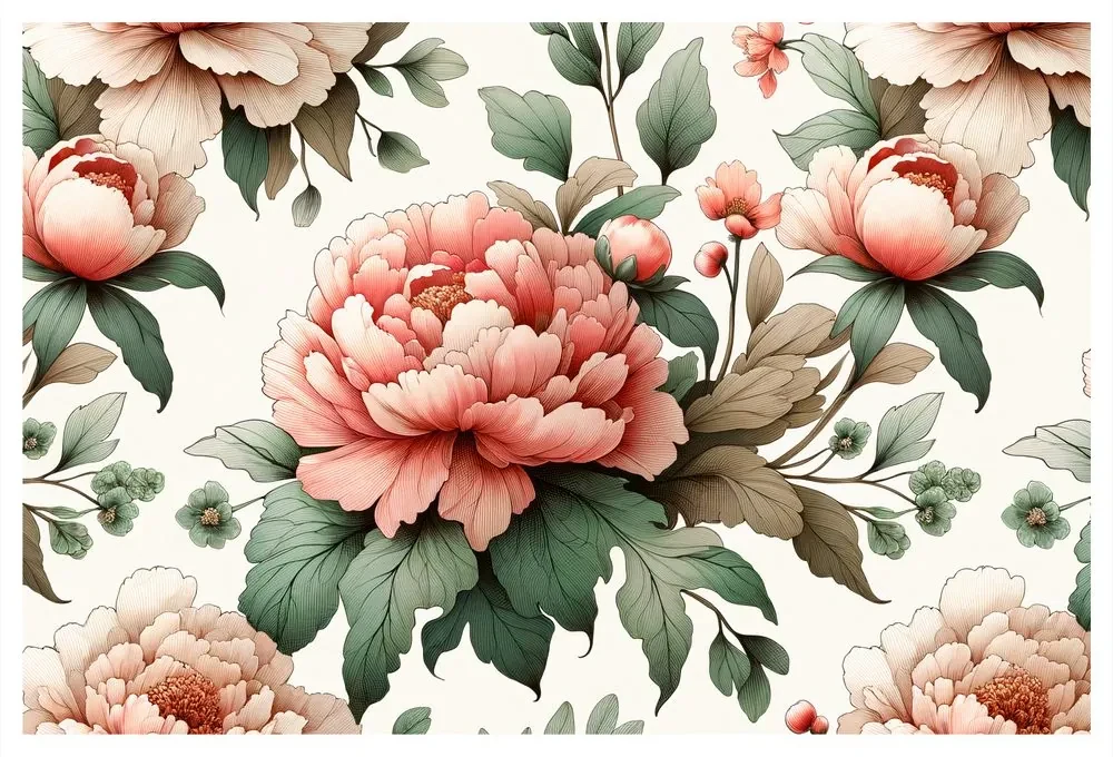 Tablou flori romantice de bujor