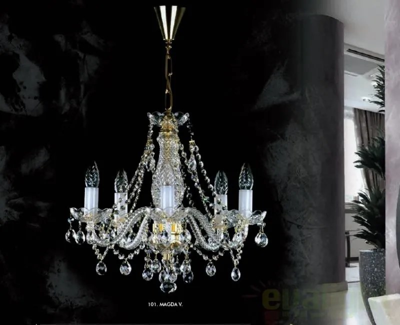 Candelabru Cristal Bohemia Exclusive 5 brate, diam. 48cm Magda V CE