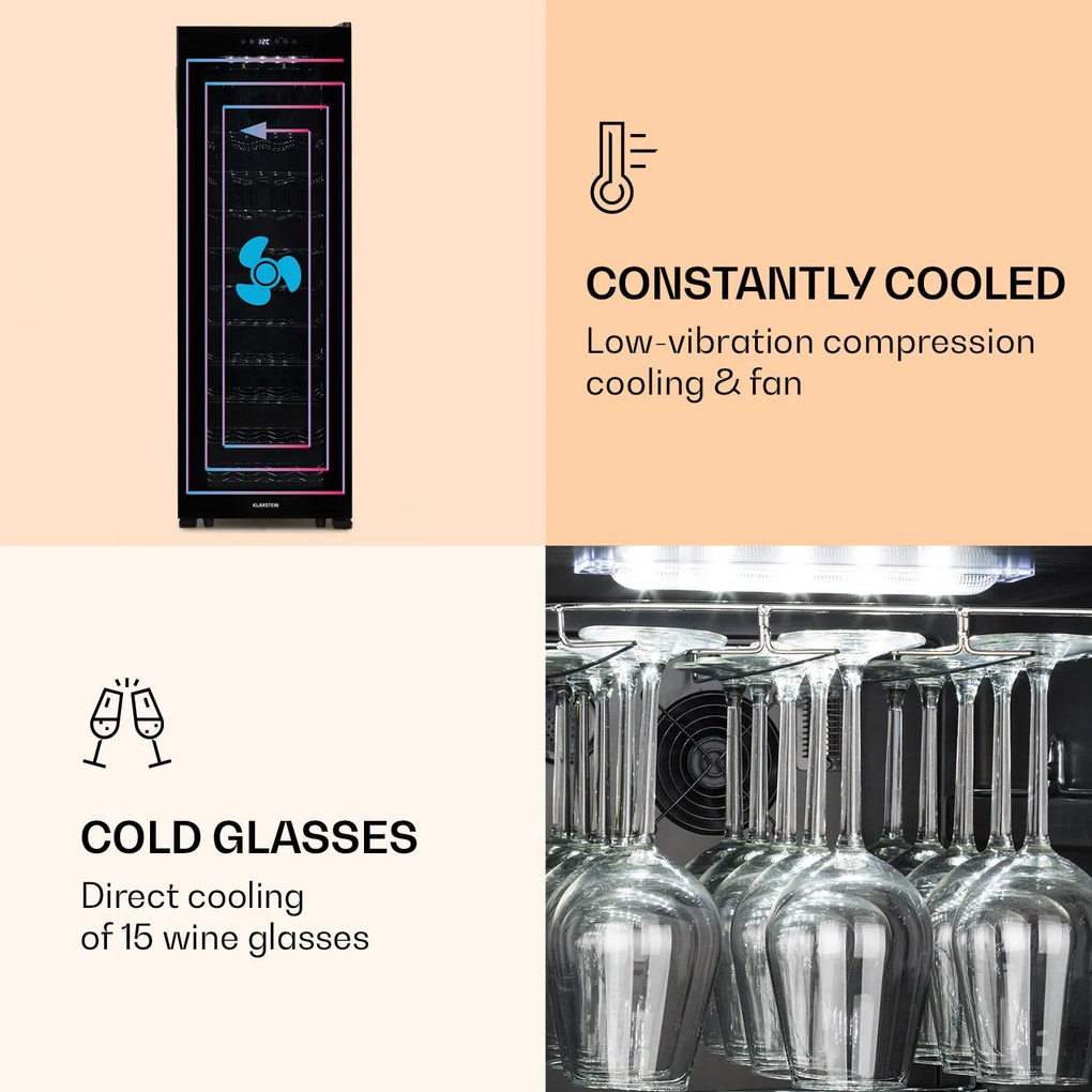 Bellevin 62, răcitor de vinuri, 56 de sticle, 5 - 20 °C, clasa de eficiență energetică G, negru