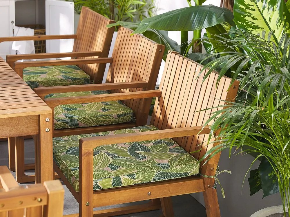 Set pentru grădină SASAN (maro deschis) (perne verzi) (pentru 8 persoane). 1022852