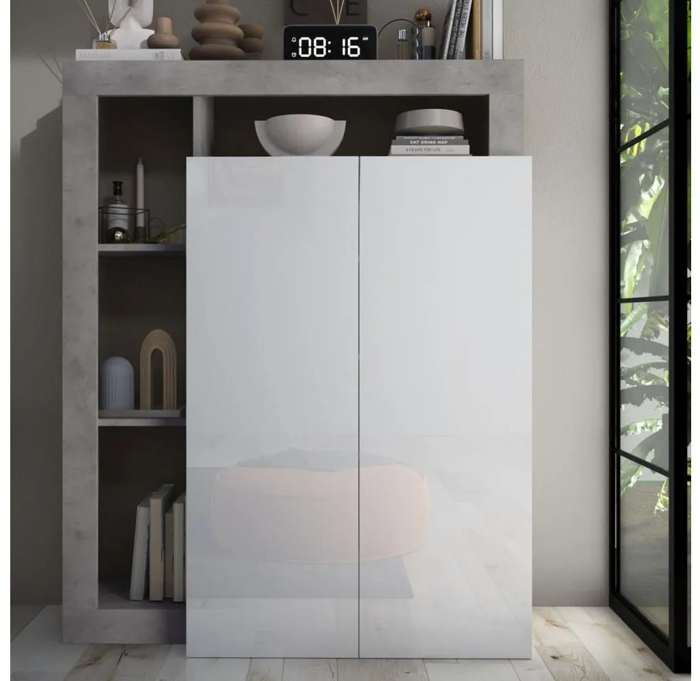 Dulap LENOR alb/gri beton