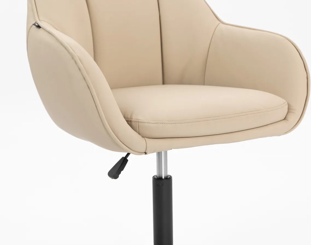 HR2055N Scaun Crem din Piele Ecologica cu Bază Neagră