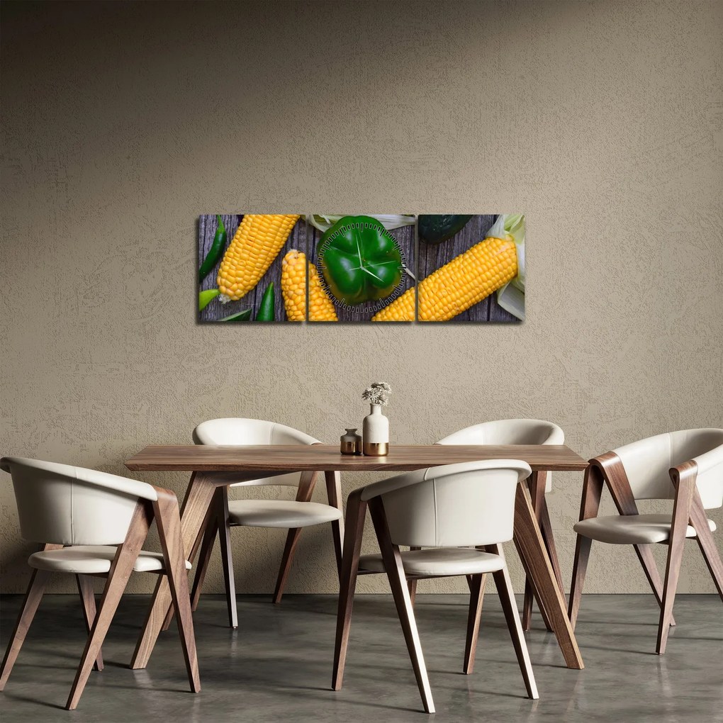Tablou - legume (cu ceas) (90x30 cm)
