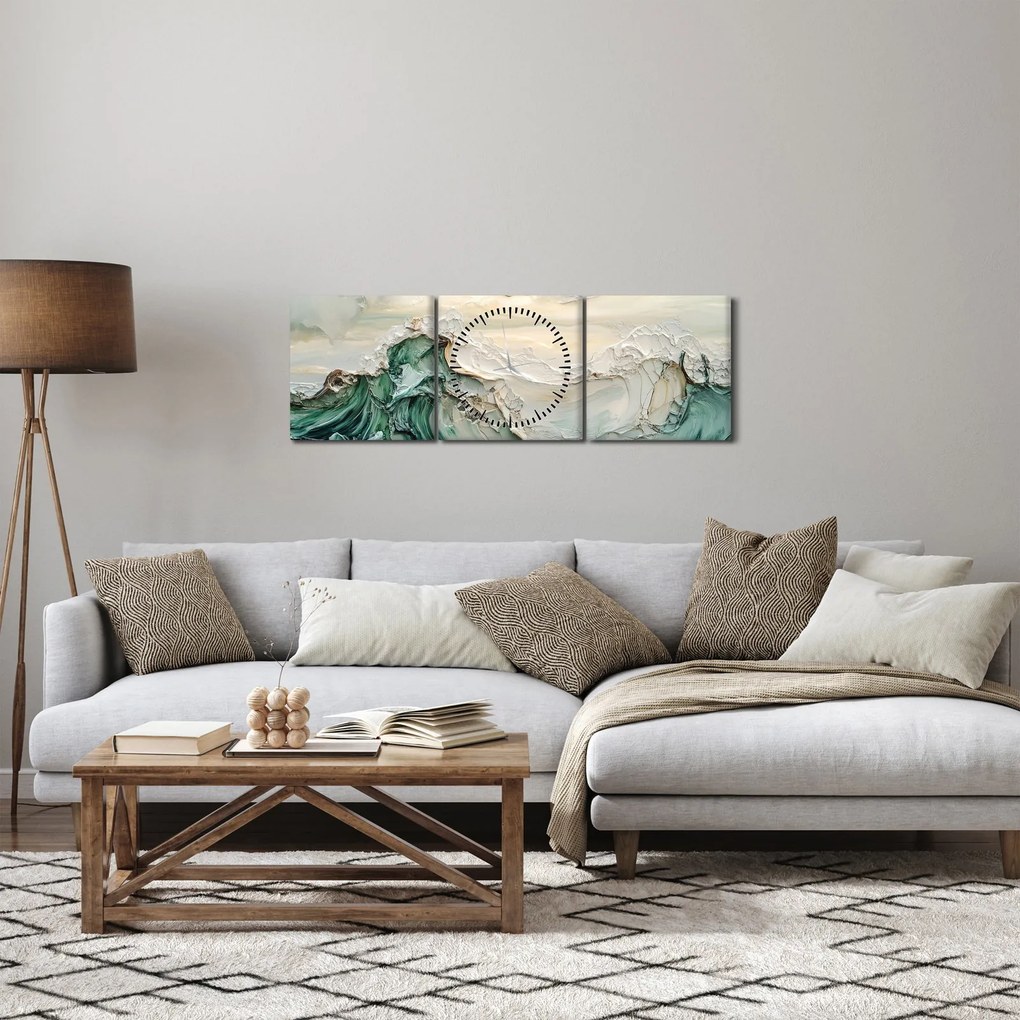 Tablou - Abstracție Marină 3D (cu ceas) (90x30 cm)