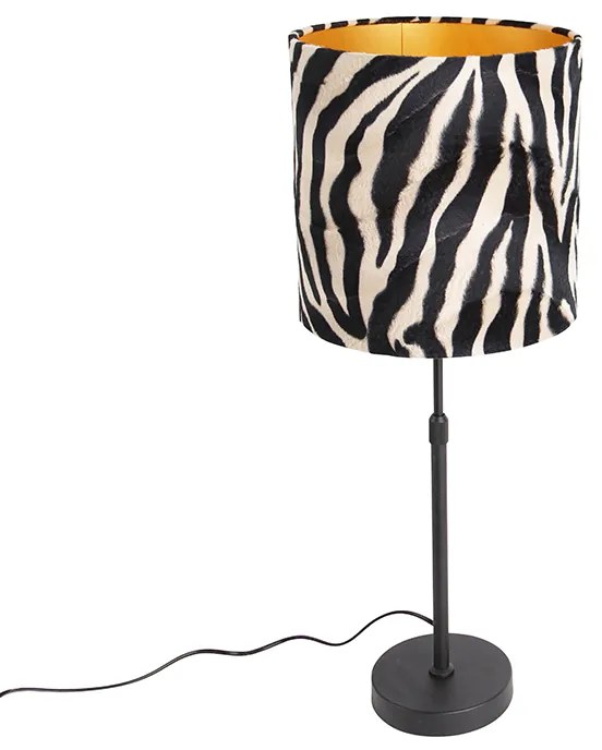 Lampă de masă cu abajur negru cu imprimeu zebră 25 cm reglabilă - Parte