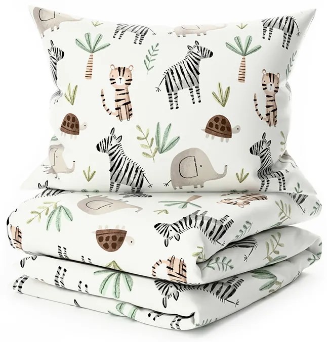 Lenjerie de pat din bumbac pentru patut JUNGARI crem Dimensiune lenjerie de pat: 45 x 65 cm | 90 x 135 cm