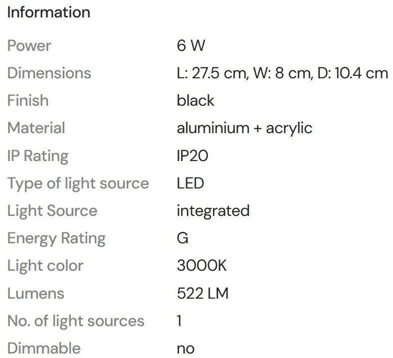 Aplica LED ambientala stil minimalist Merano I negru
