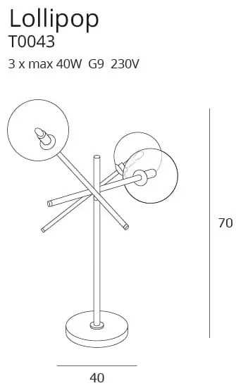 Veioza design industrial, minimalist Lollipop 3L negru T0043 MX