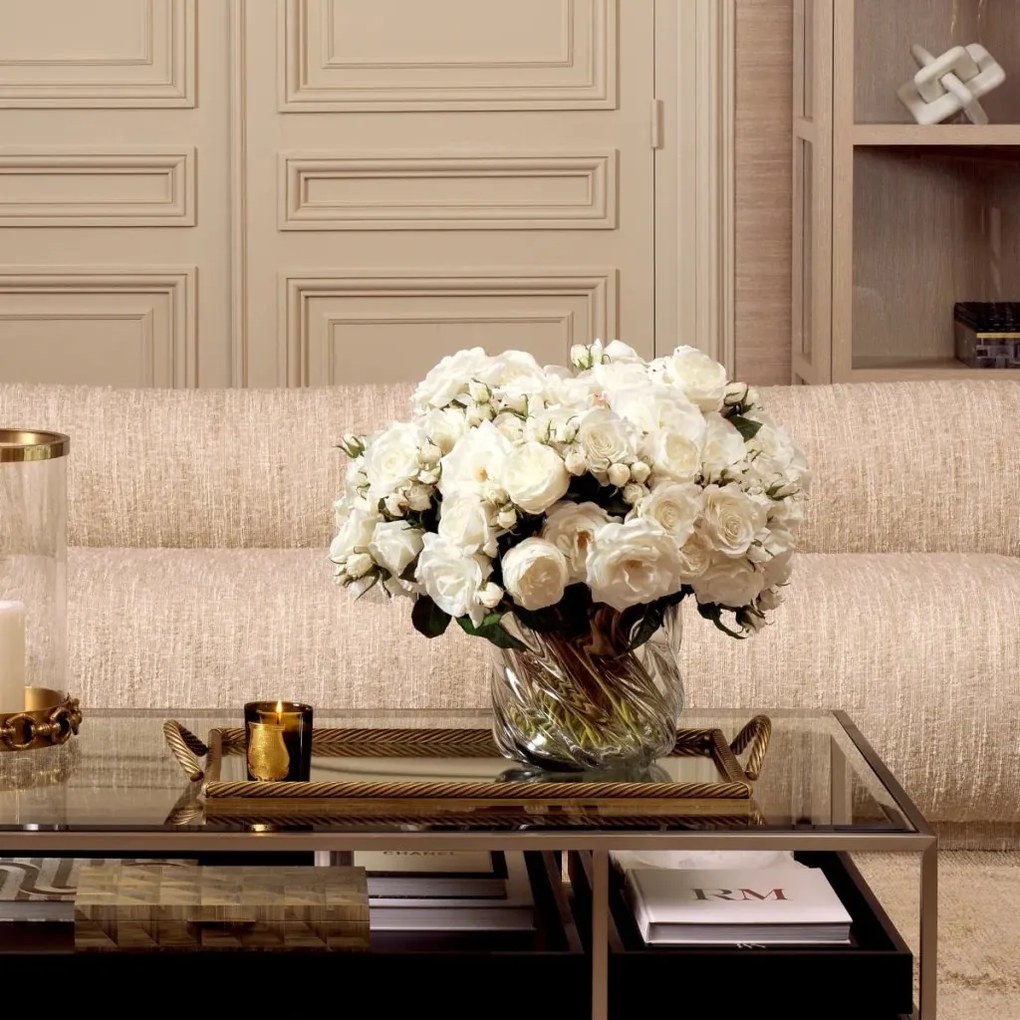 Buchet artificial LUX din 48 de bujori albi, Peonies