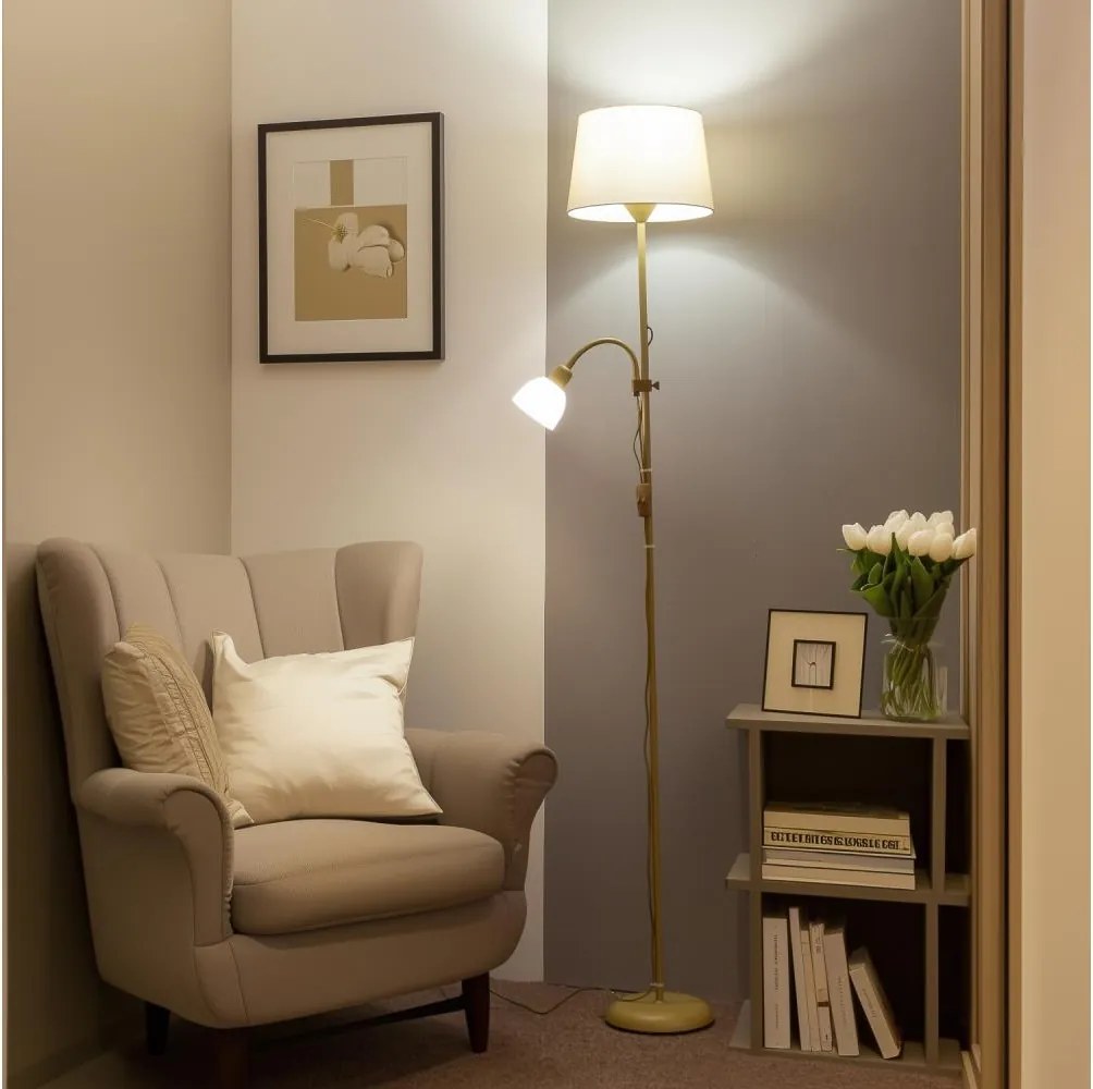 Lampadar Brilagi CERIA 2 în 1 1xE27/100W/230V + 1xE14/25W auriu/bej