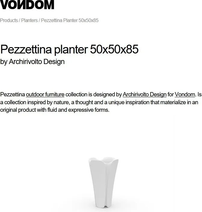 Ghiveci flori / Jardiniera plante de exterior / interior design modern premium PEZZETTINA PLANTER 50x50x85 56009R Vo