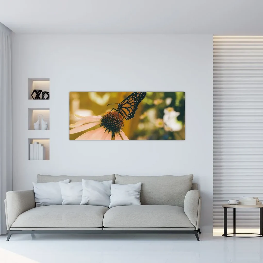 Tablou cu fluture pe floare (120x50 cm), în 40 de alte dimensiuni noi