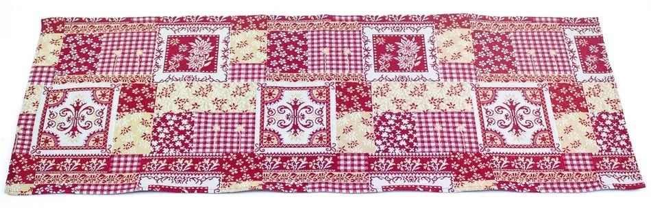 Traversă de masă Patchwork roșu , 32 x 96 cm