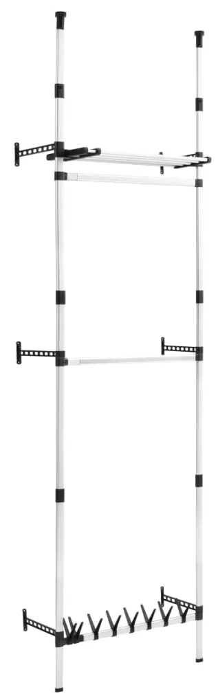 321114 vidaXL Sistem șifonier telescopic, cu bare și raft, aluminiu