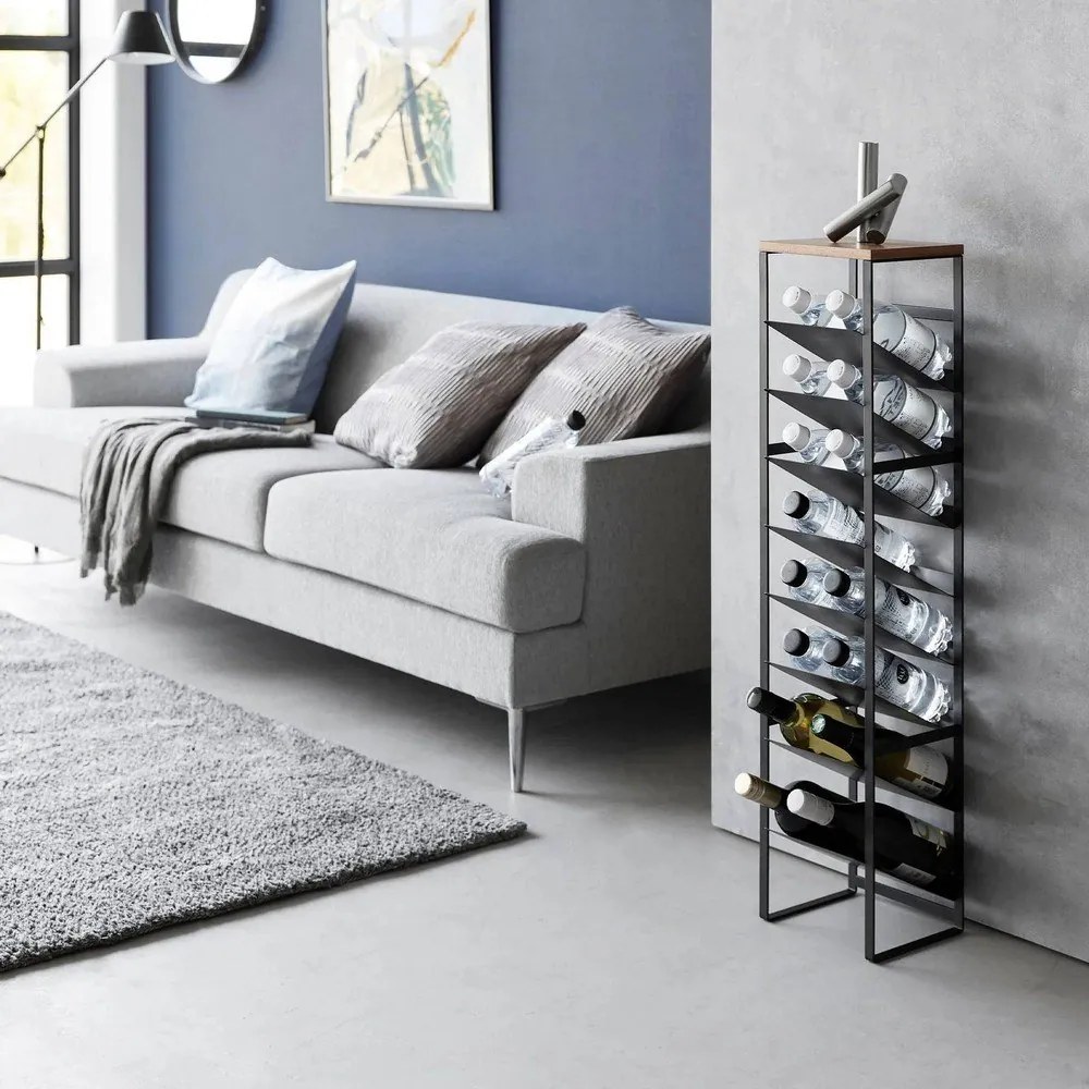 Raft pentru sticle de vin negru din metal număr de sticle 16 20x88,5x19 cm Tower – YAMAZAKI