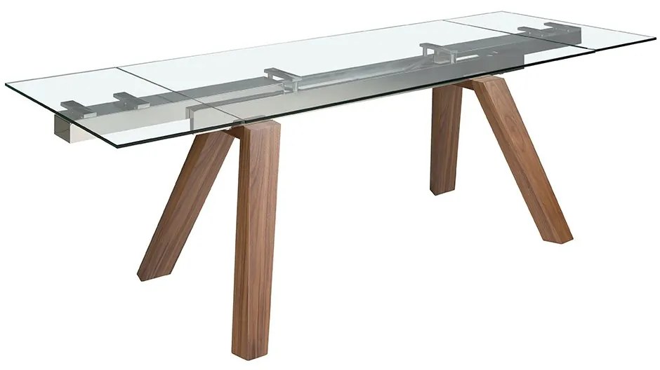 Masa extensibila deosebita design LUX Walnut-Glass 160-240x90cm