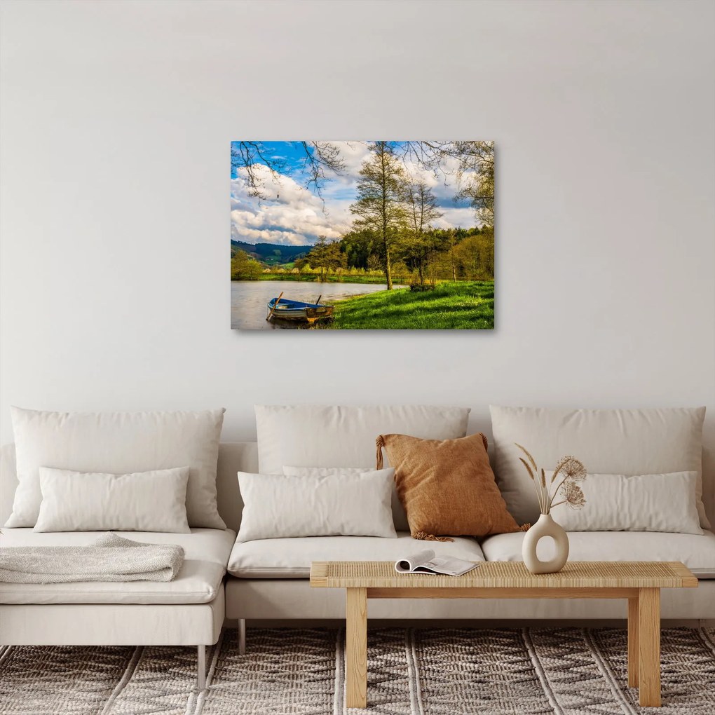 Tablou - Barcă pe lac (70x50 cm)