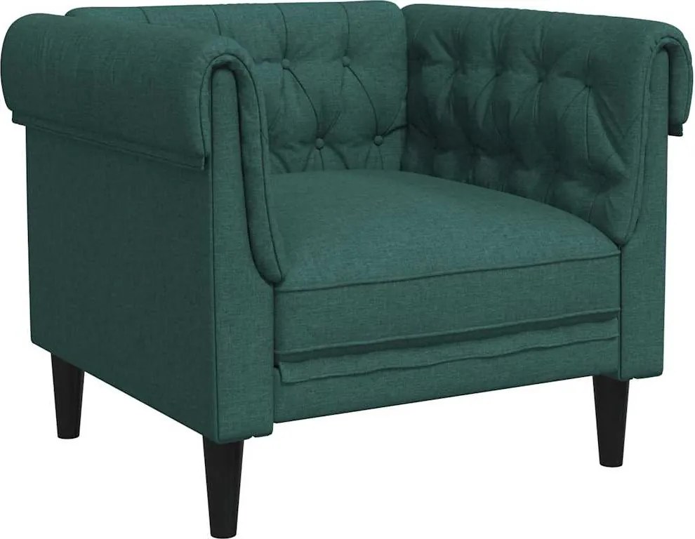 vidaXL Fotoliu Chesterfield verde închis, material textil