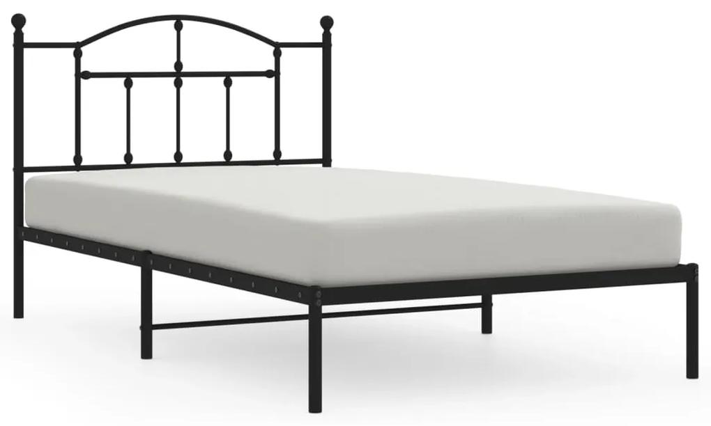 353435 vidaXL Cadru de pat din metal cu tăblie, negru, 107x203 cm
