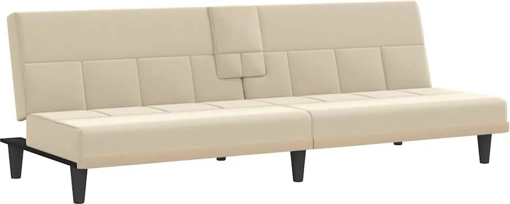 vidaXL Canapea extensibilă cu suporturi de pahare, crem, textil