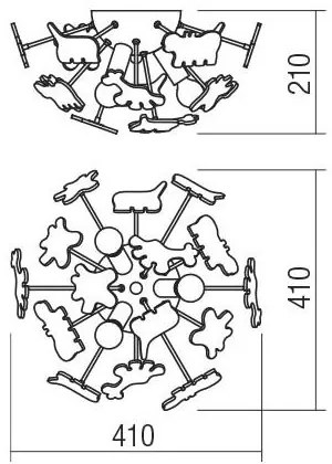 Redo 04-514 - Plafonieră pentru copii SAFARI 3xE14/28W/230V, diametru 41 cm, multicoloră