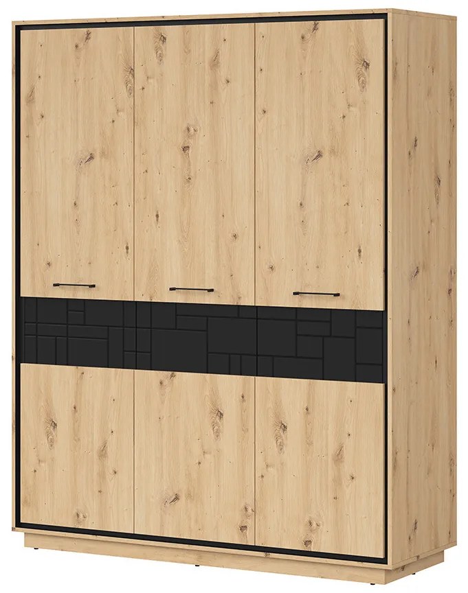 Dulap de haine Pont SZF3D2E (Stejar artisan + Negru mat). 1063044