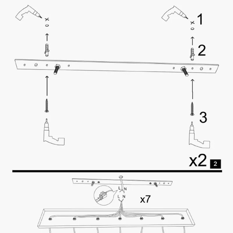 Candelabru suspendat Elefant 892OPV1652, 5 becuri, Fier, 120 cm, Negru / auriu