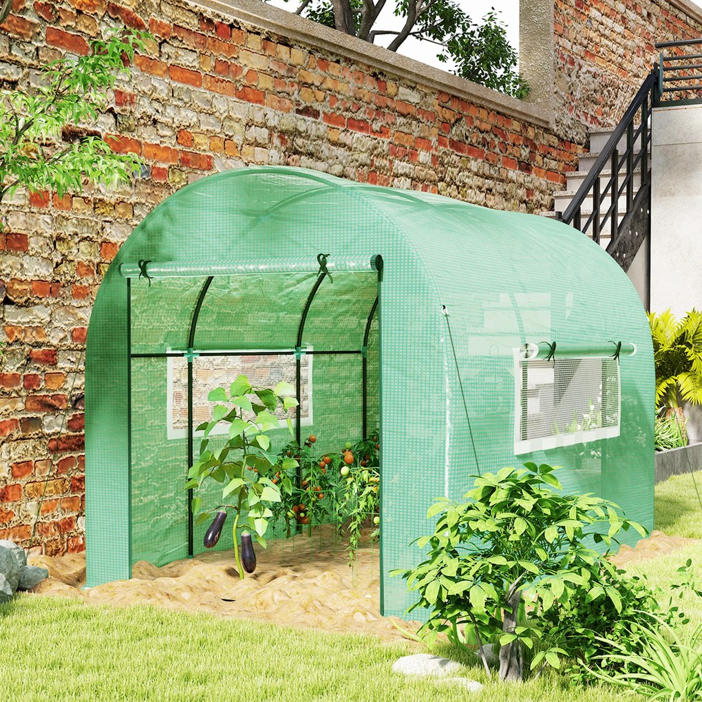 Outsunny Seră tip Tunel Walk-In 300 x 200 cm - Verde | Aosom Romania
