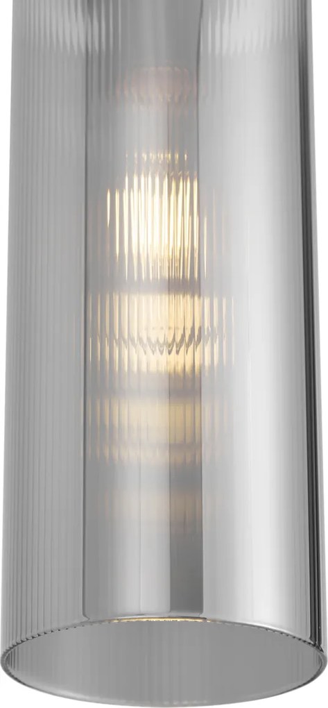Lampă suspendată Art Deco neagră cu sticlă fumurie pentru sistem de șină monofazat - Iconic Laura