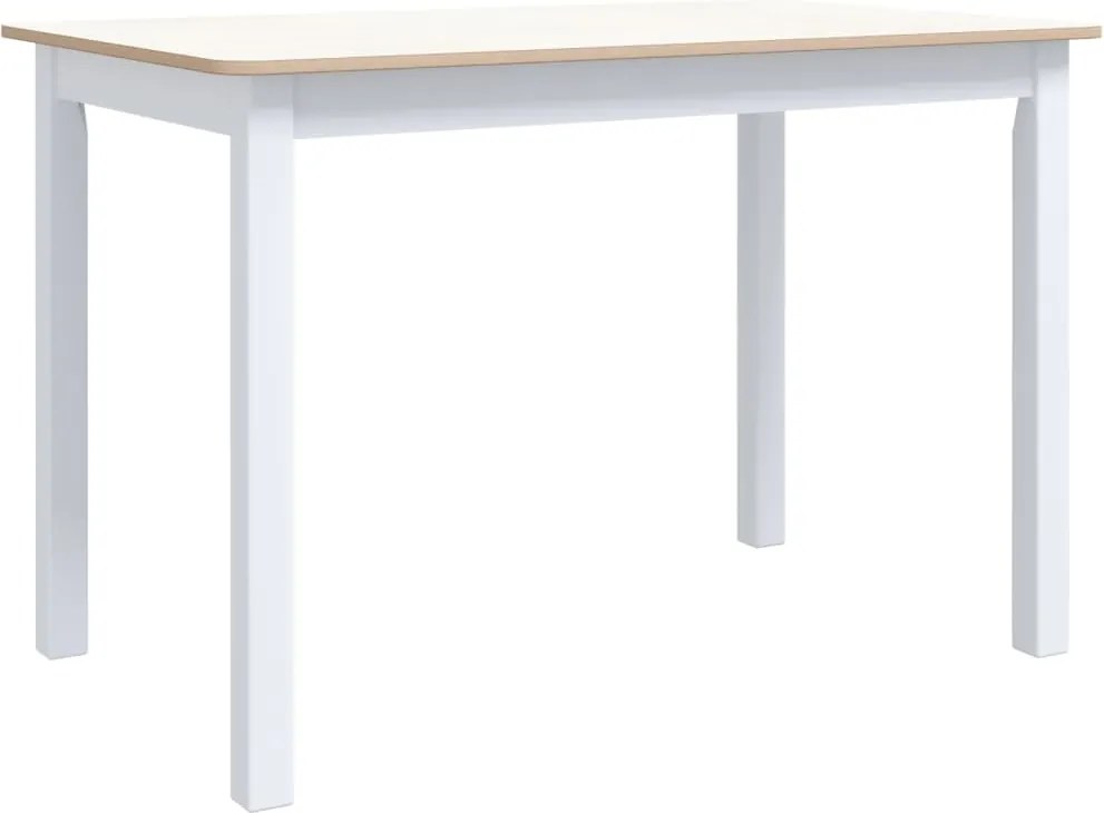 vidaXL Masă de bucătărie alb și maro 114x71x75 cm lemn masiv de hevea