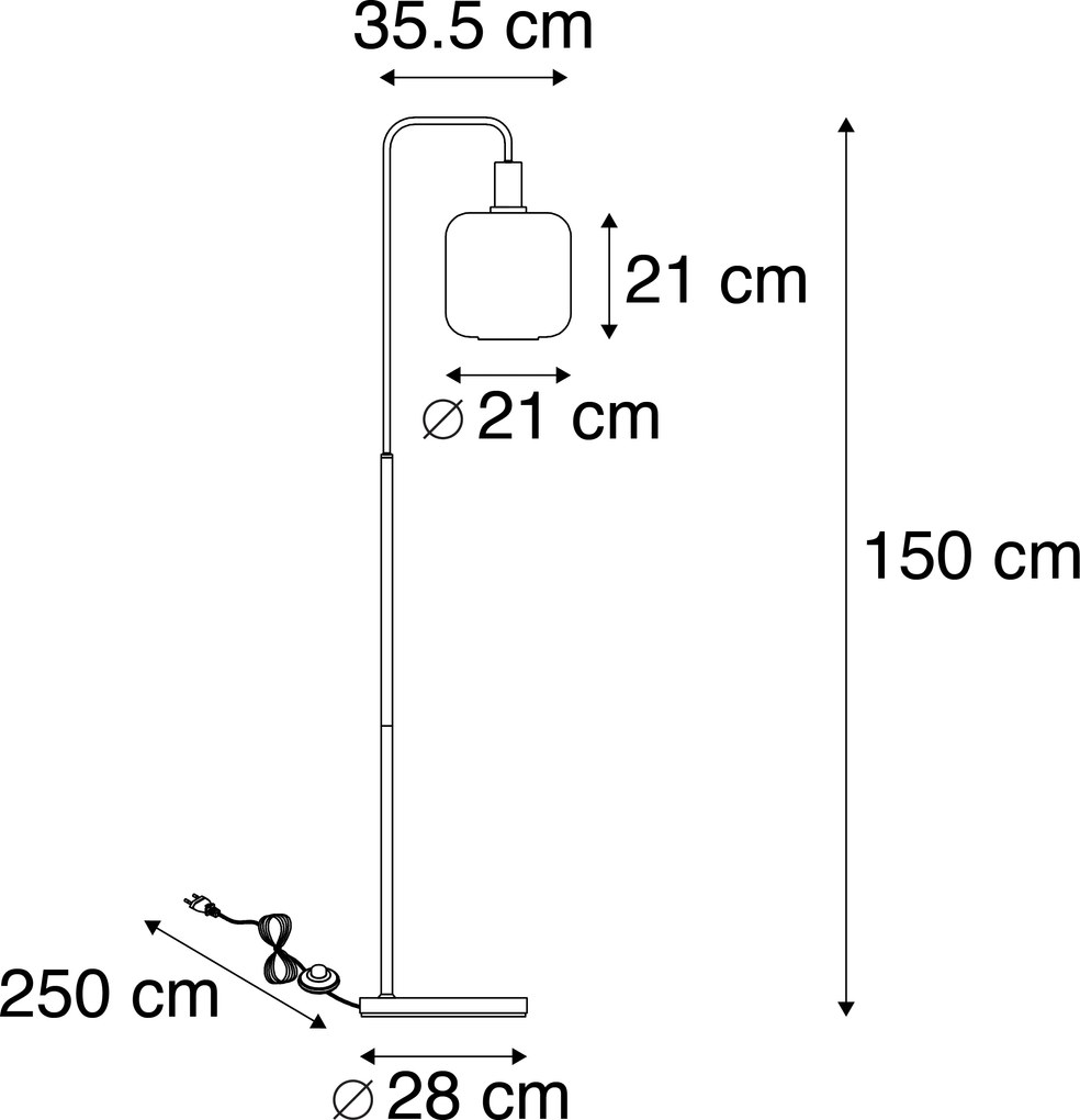 Lampa de podea neagră cu auriu și sticlă fumurie, inclusiv PUCC - Zuzanna