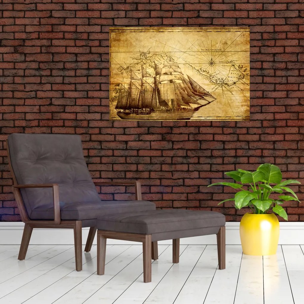 Tablou - Harta veche (90x60 cm)
