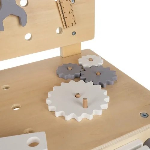 Banc de lucru din lemn cu unelte pentru copii