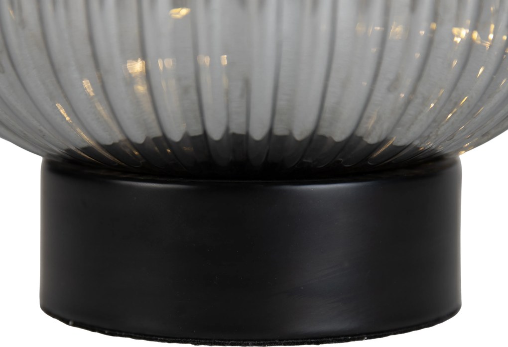 Lampă de masă Art Deco neagră cu sticlă fumurie, incl. cablu de lumină E27 - Karel