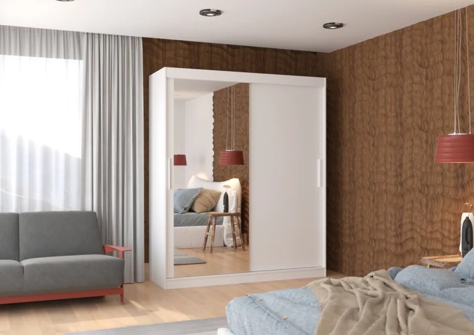 Dulap cu usi glisante si oglinda 180x215 cm, Tom, ADRK Furniture (Culoare: Trufă)