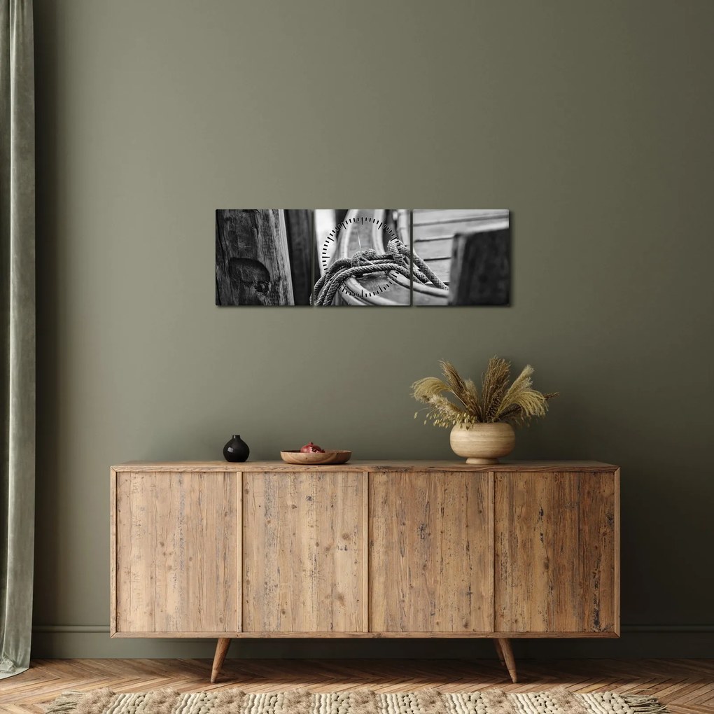 Tablou - O barcă legată (cu ceas) (90x30 cm)