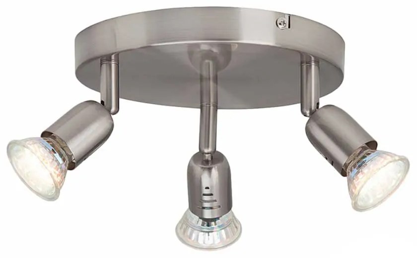 Spot triplu Loona cu LED, 3xgu10, max. 50w, 750 lumeni, metal, argintiu