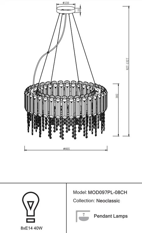 Lustra suspendata design deosebit Hail 8L