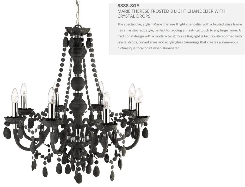 Candelabru stil clasic Marie Therese 8L gri inchis 8888-8GY SRT
