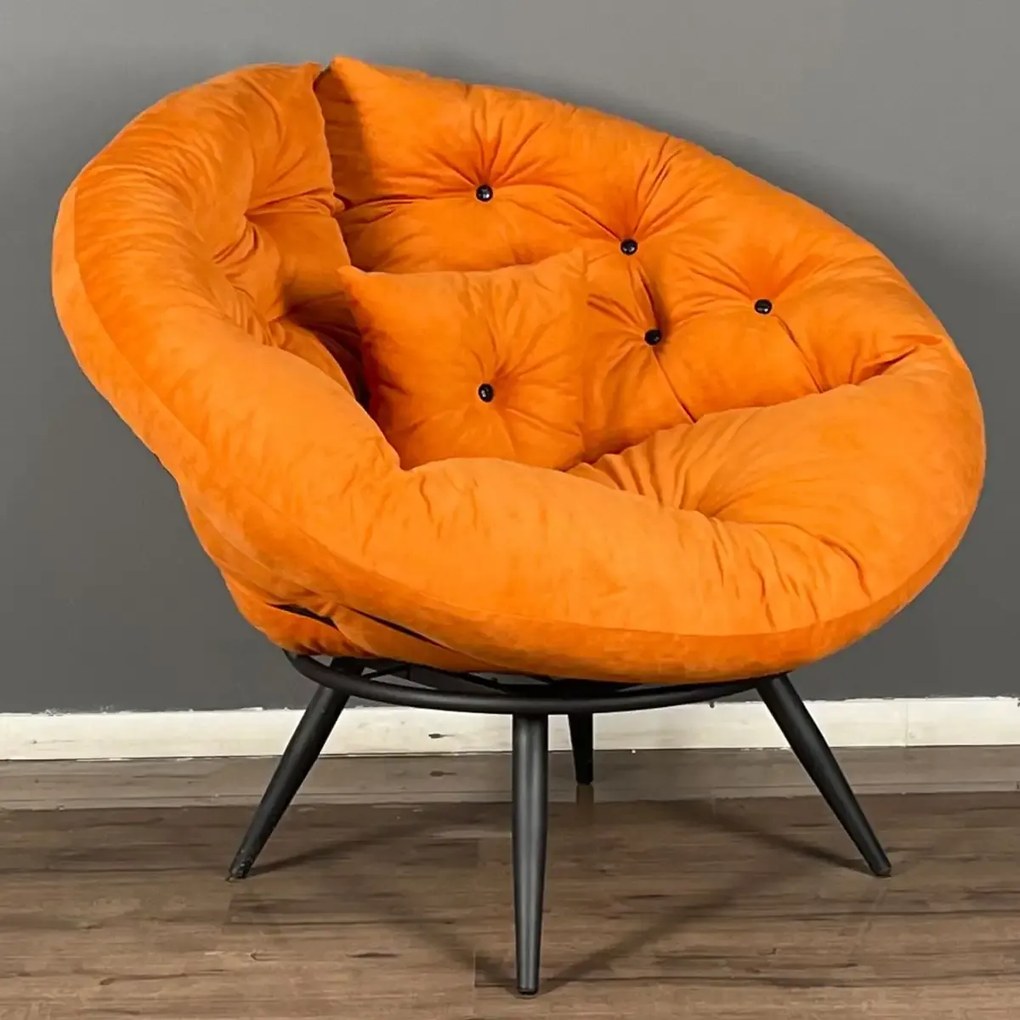 Fotoliu tapitat cu stofa si picioare metalice,rotund,homs,seria B-120,20014