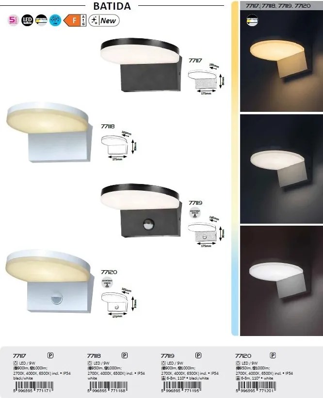 Aplica LED iluminat exterior IP54 Batida negru