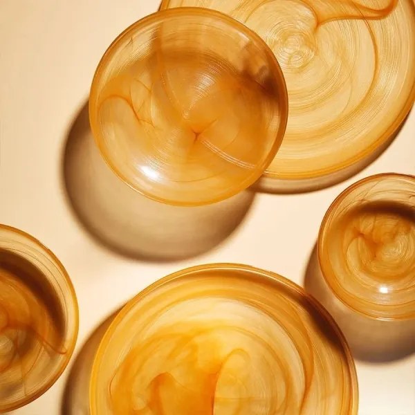 Set de masă 18 piese portocaliu/sticlă