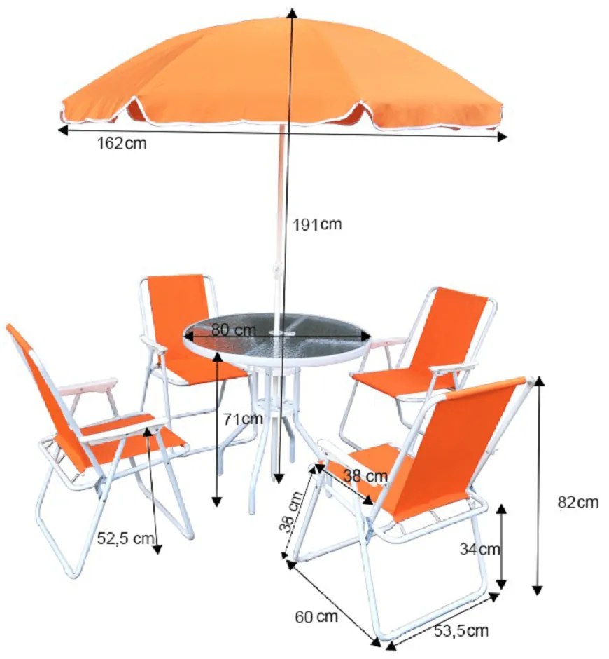 Set de gradina, portocaliu/alb, ODELO